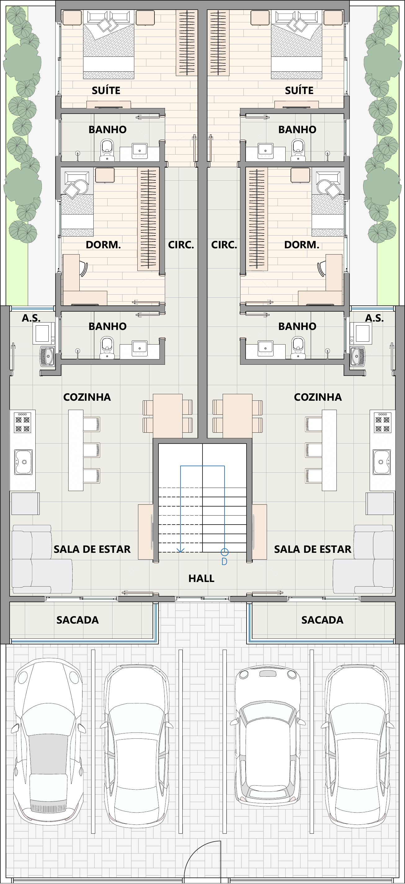 Planta humanizada — Pavimento Superior
